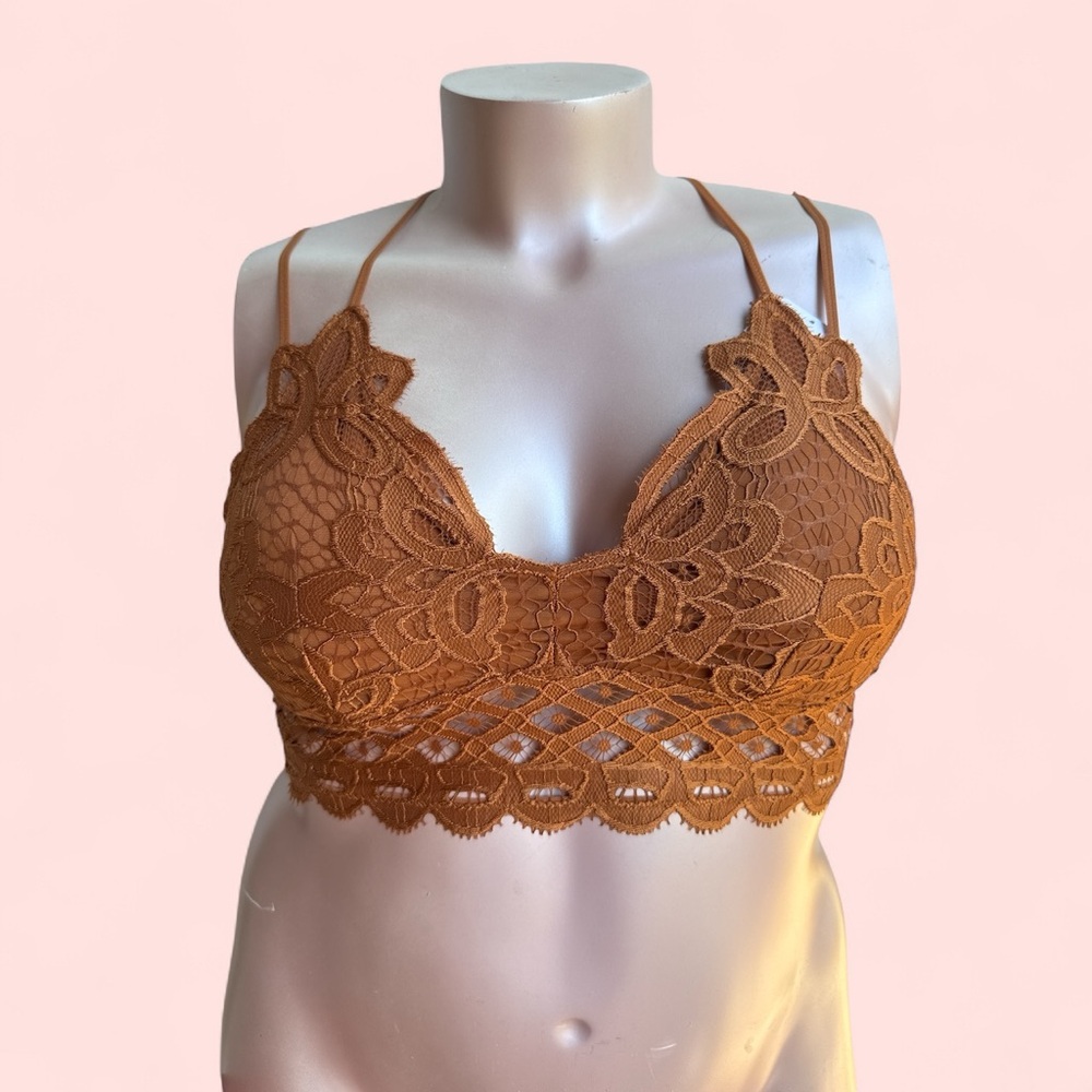 NWT Anemone Bralette Copper Lace marigold sexy golden strappy‎ adjustable XL XXL